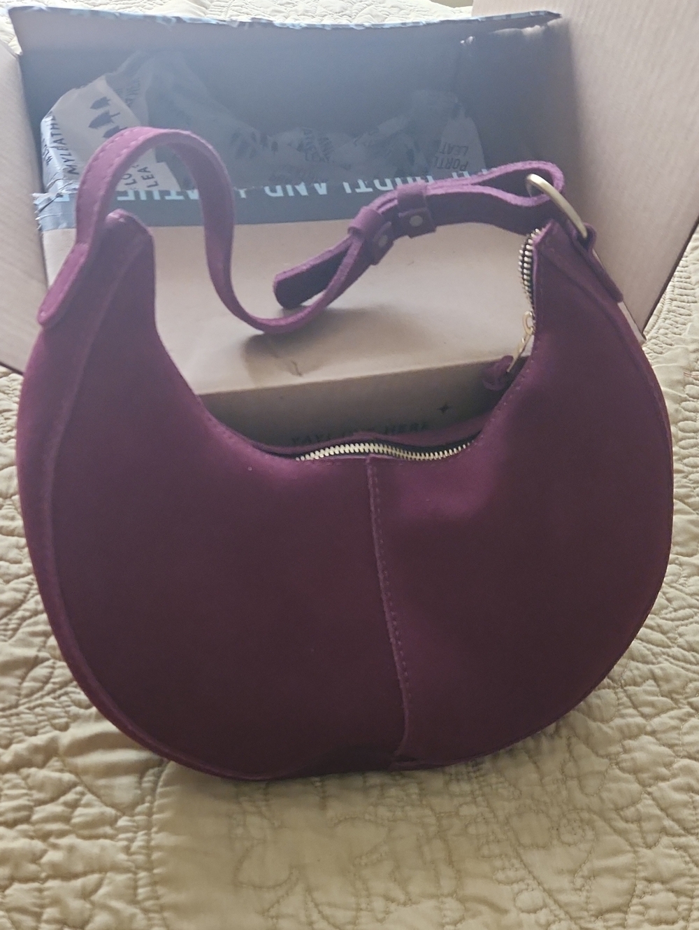 Portland Leather Purple Crescent Shoulder Bag